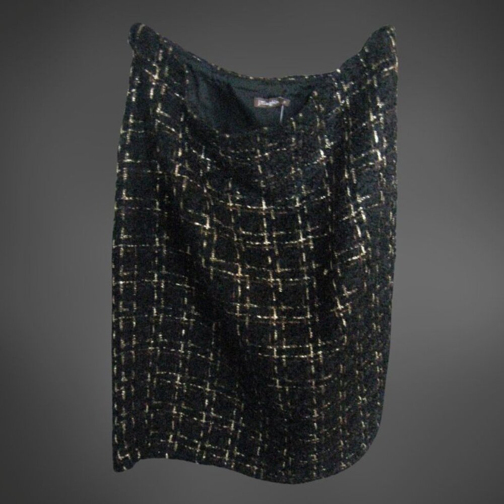 Tweed J McLaughlin Skirt  Wool & mohair, w metallic thread